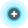 Símbolo de somar com círculos azuis